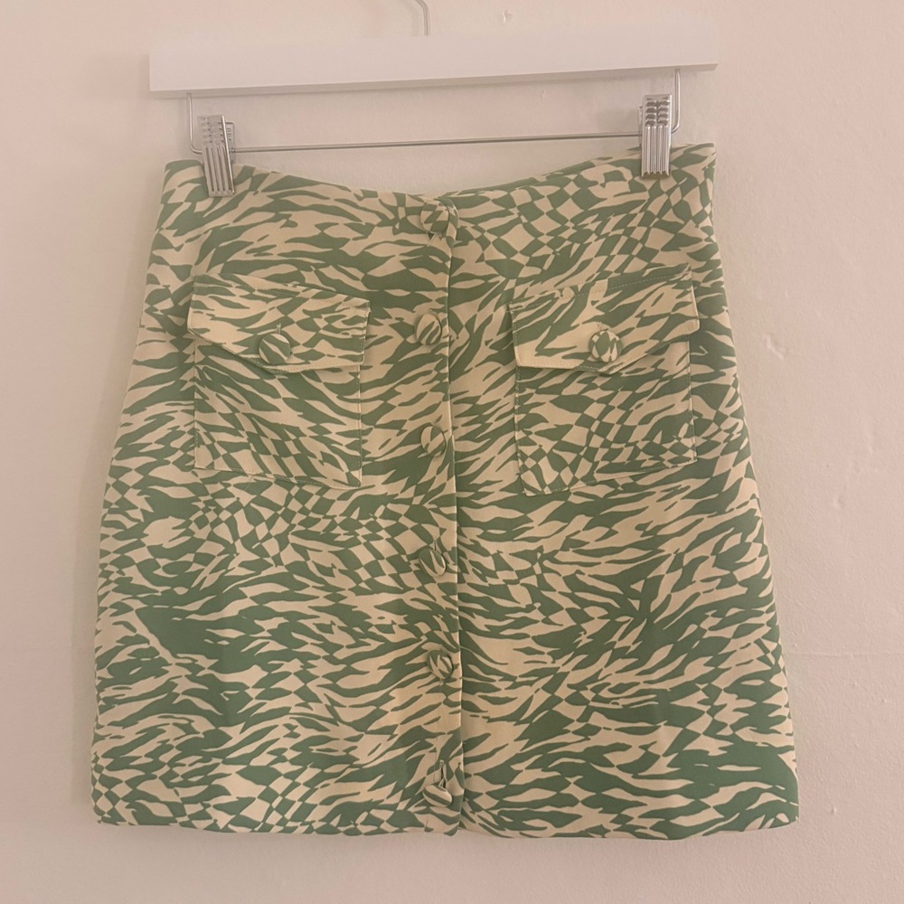 Song of Style Green and Cream Mini Skirt - Picture 1 of 3